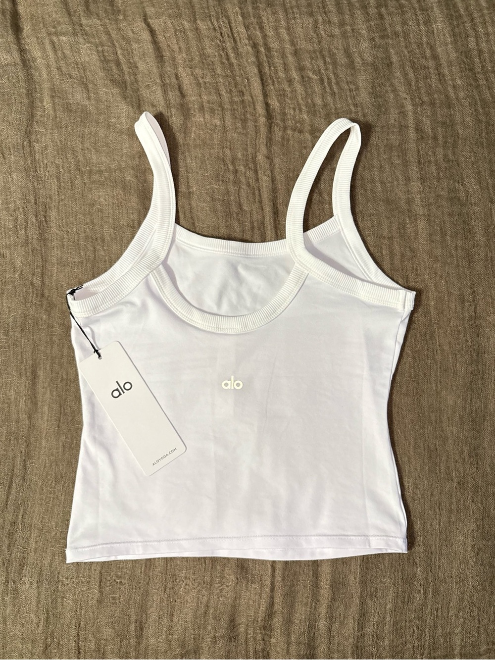 ALO Yoga White Tank Top with Logo